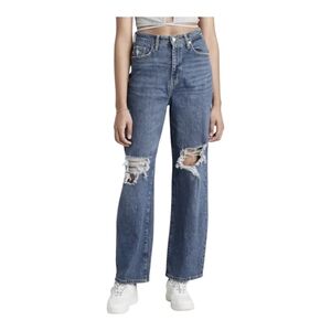 Wild Fable Super High Rise Baggy Distressed Women's Sz 6/28 Blue Denim Jeans NWT